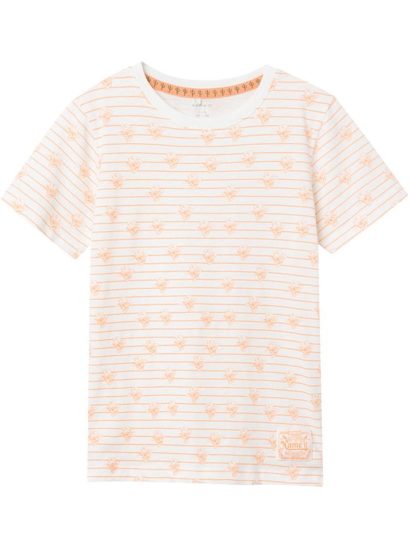 T-shirt Name It Kent para Rapaz Branco/Laranja Laranja - Kiabi