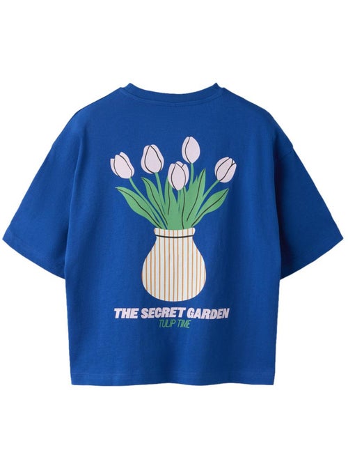 T-Shirt Name it Nkfhelga Azul para Menina - Kiabi