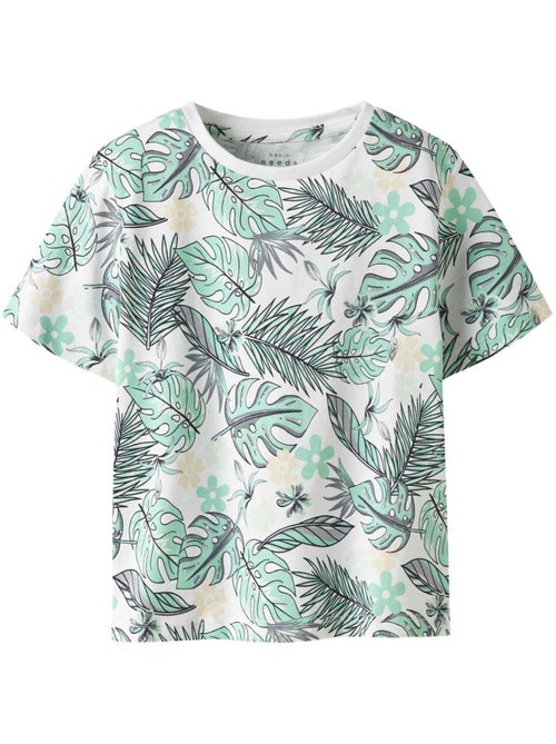 T-Shirt Name it Valmas para Menino Branco/Verde - Kiabi