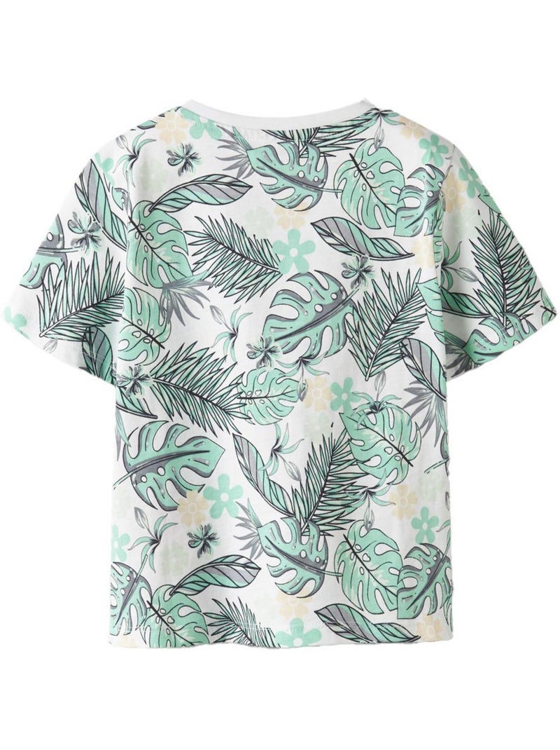 T-Shirt Name it Valmas para Menino Branco/Verde Branco - Kiabi