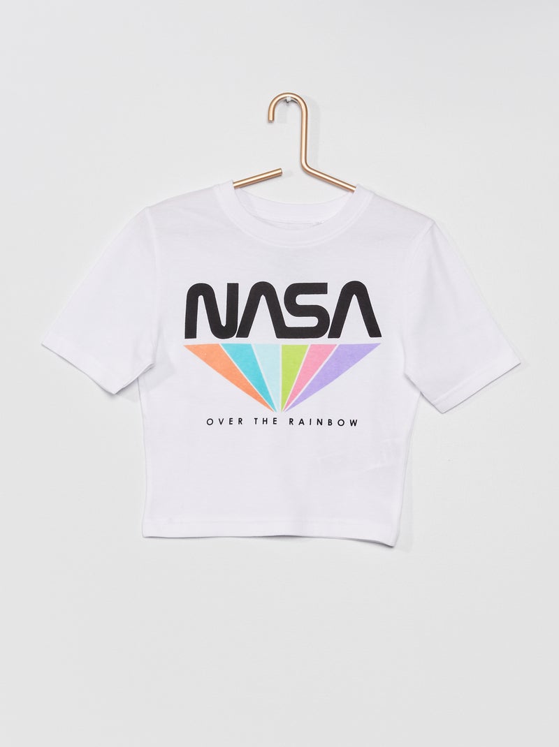 T-shirt 'Nasa' cropped Branco - Kiabi