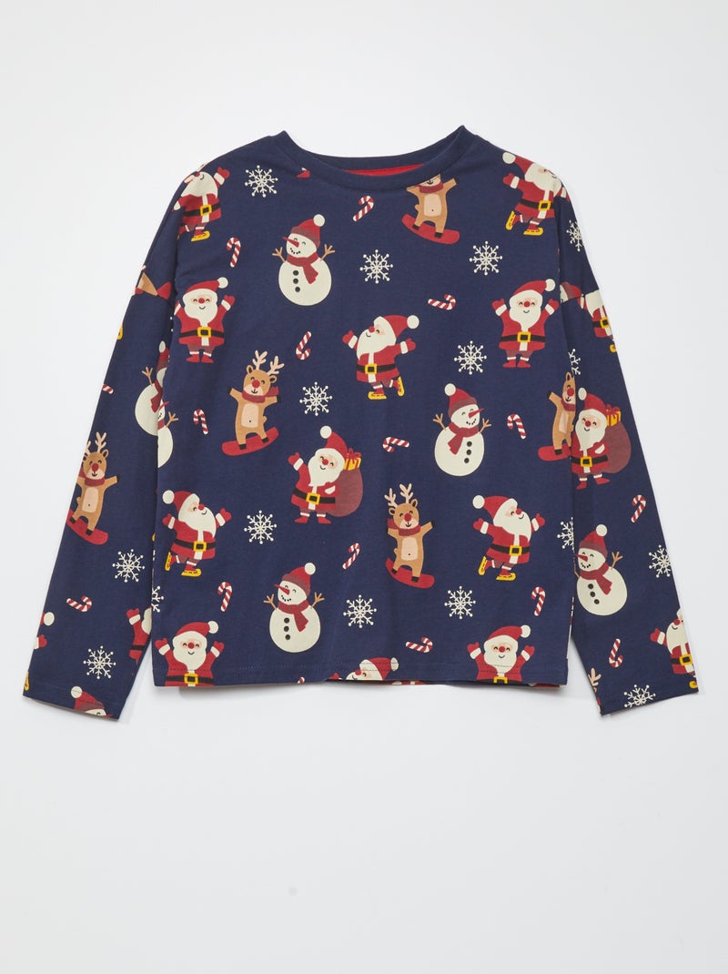 T-shirt 'Natal' de manga comprida AZUL - Kiabi