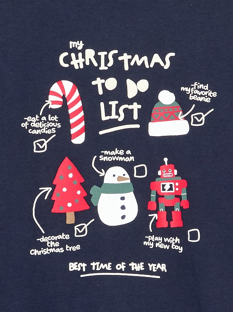 T-shirt 'Natal' de manga comprida Azul - Kiabi