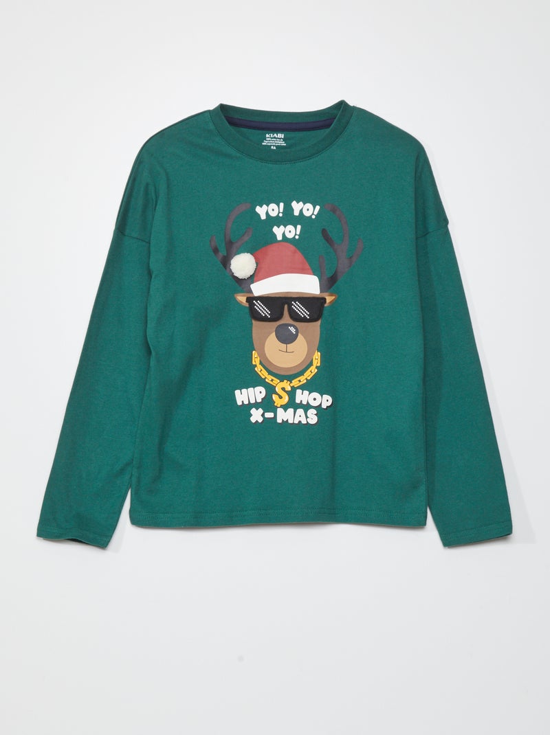 T-shirt 'Natal' de manga comprida VERDE - Kiabi