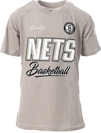 T-shirt NBA Brooklyn Nets para Menino Cinzento/Branco