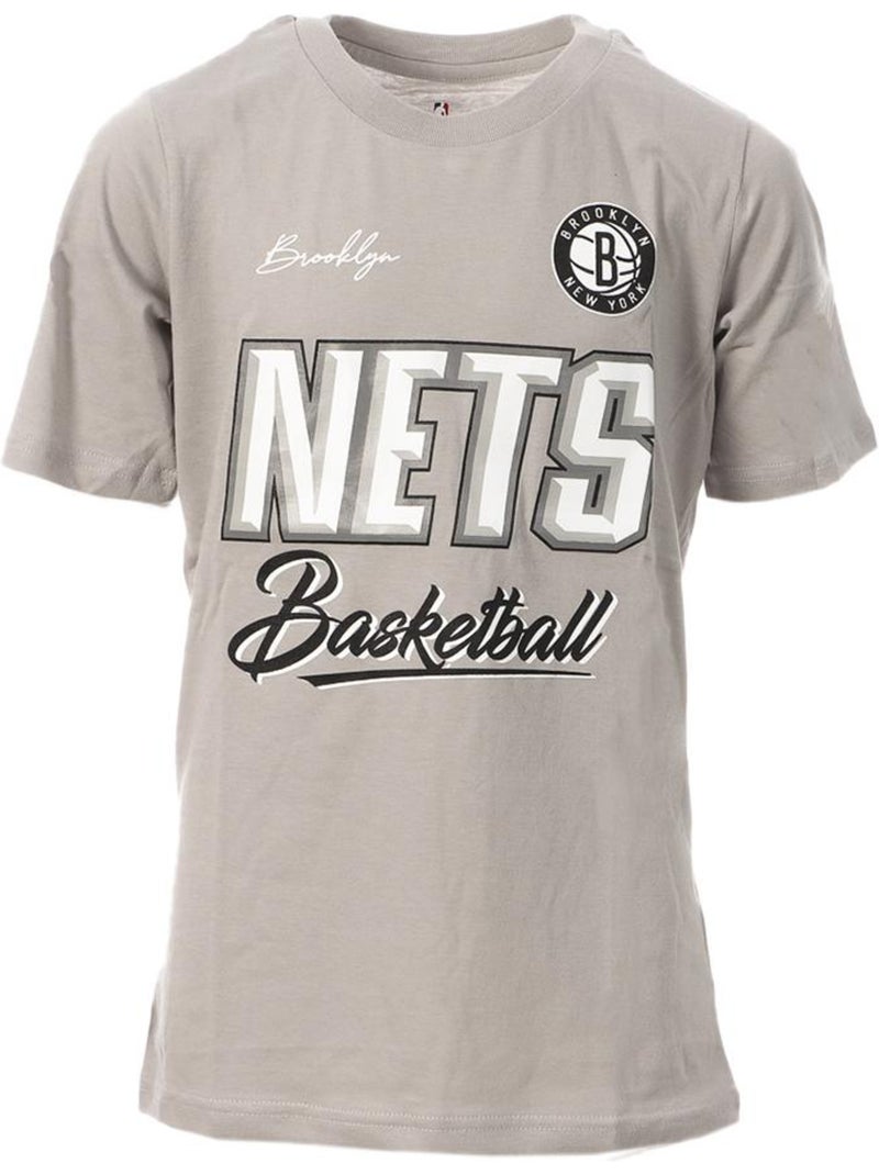 T-shirt NBA Brooklyn Nets para Menino Cinzento/Branco Cinza-prateado - Kiabi
