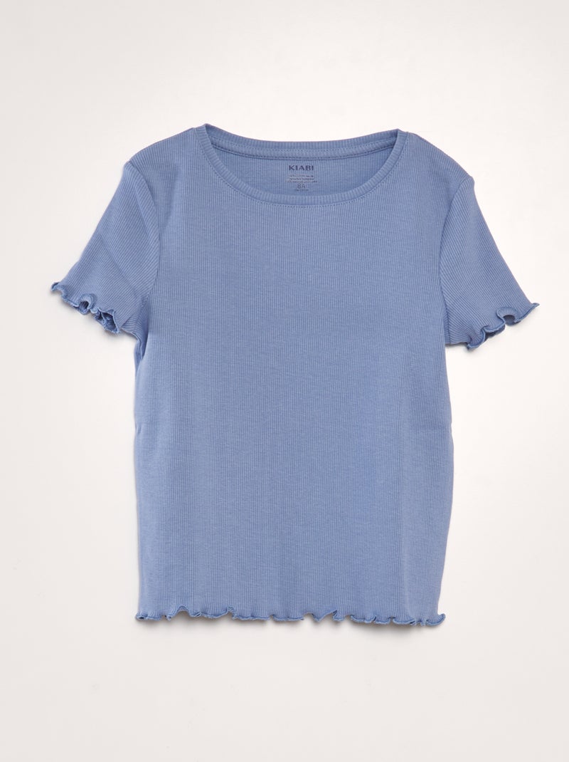 T-shirt nervurada AZUL - Kiabi