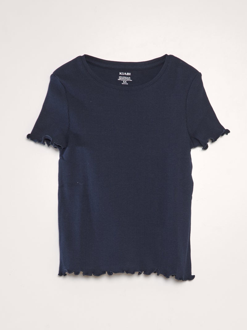 T-shirt nervurada AZUL - Kiabi