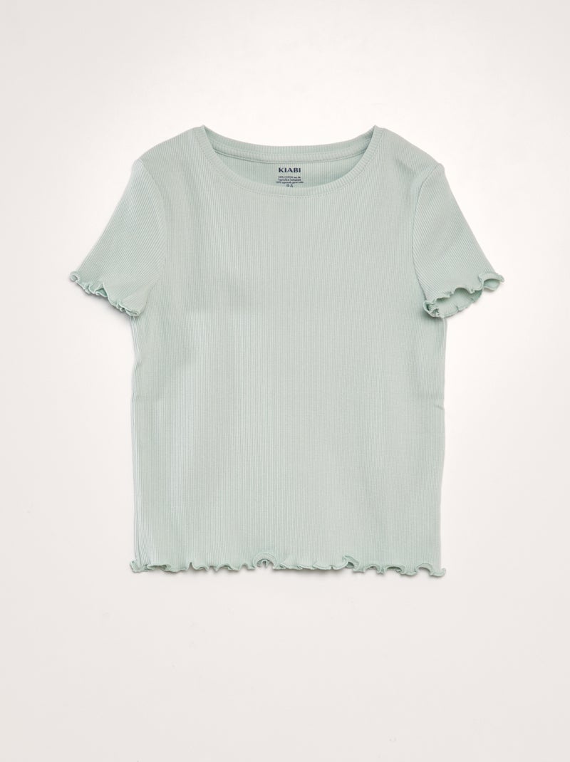 T-shirt nervurada Azul - Kiabi