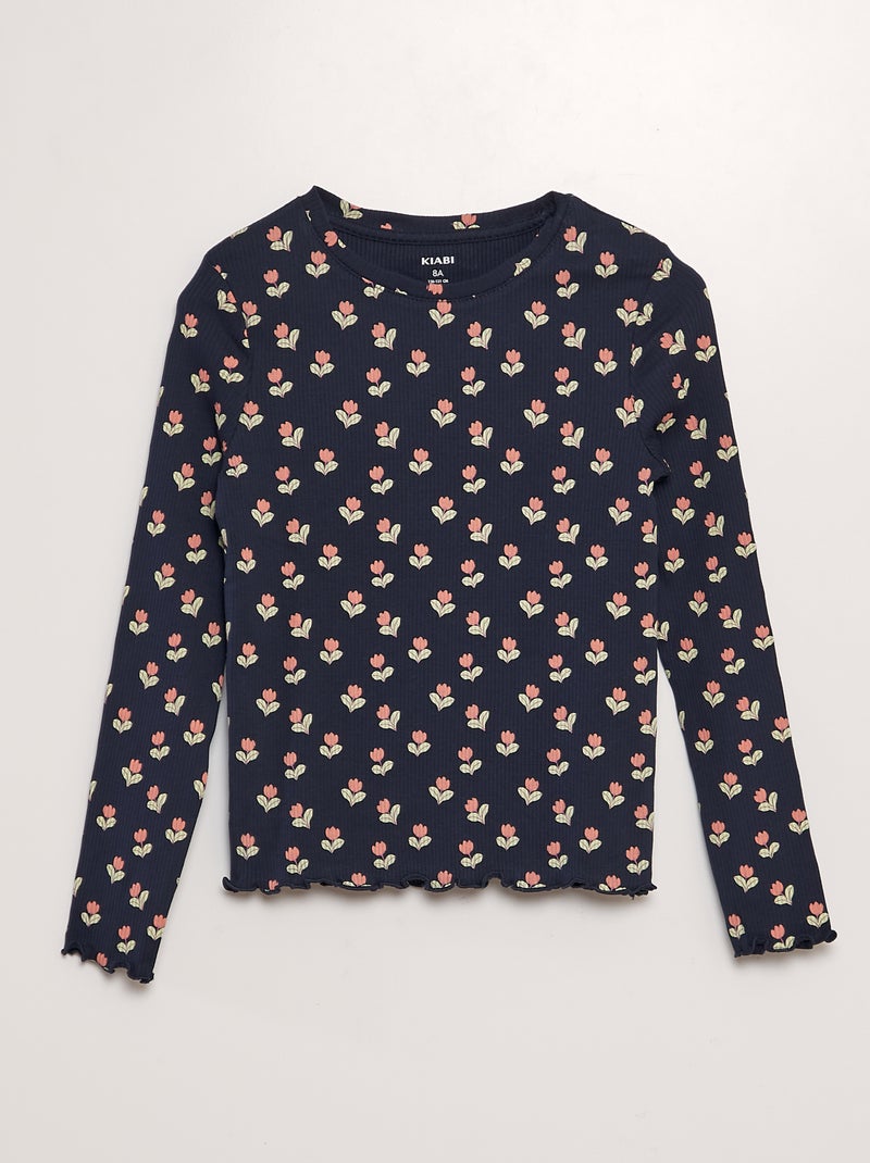 T-shirt nervurada AZUL - Kiabi