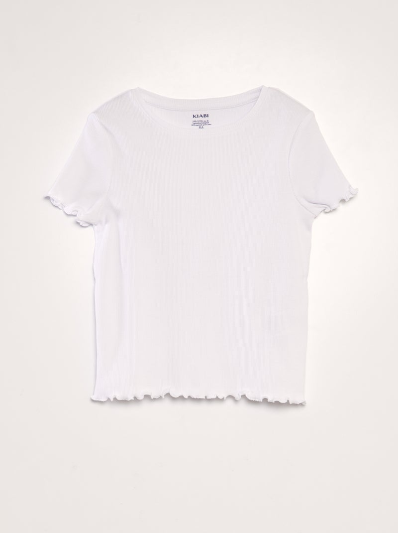 T-shirt nervurada Branco - Kiabi