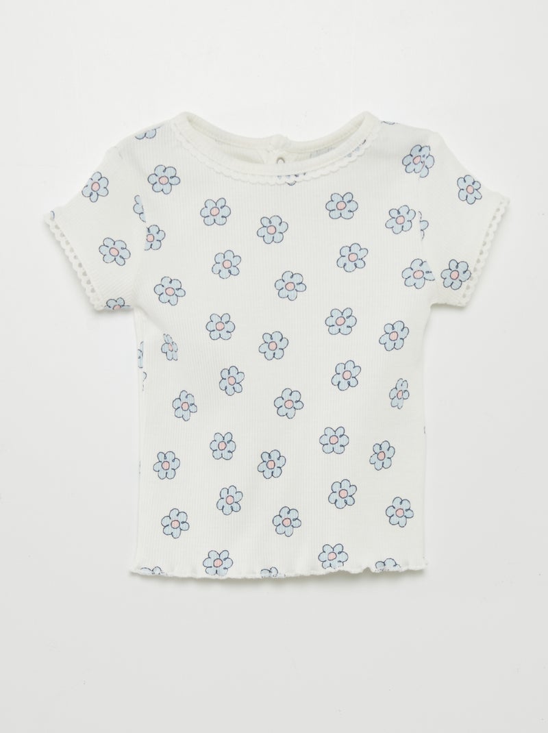 T-shirt nervurada BRANCO - Kiabi