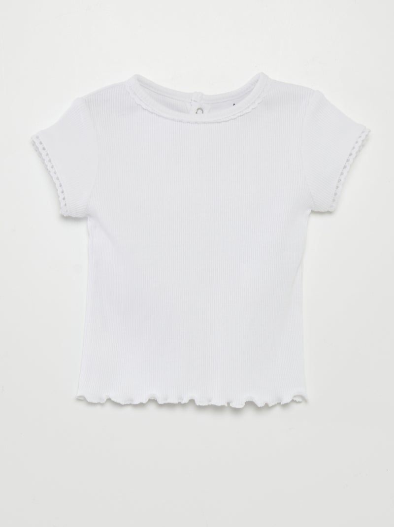 T-shirt nervurada Branco - Kiabi