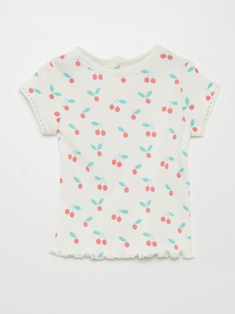 T-shirt nervurada BRANCO - Kiabi