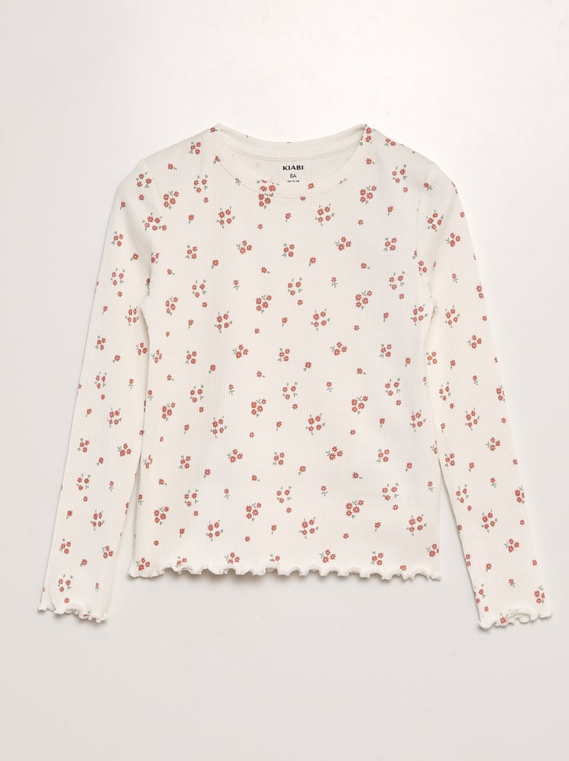 T-shirt nervurada BRANCO - Kiabi