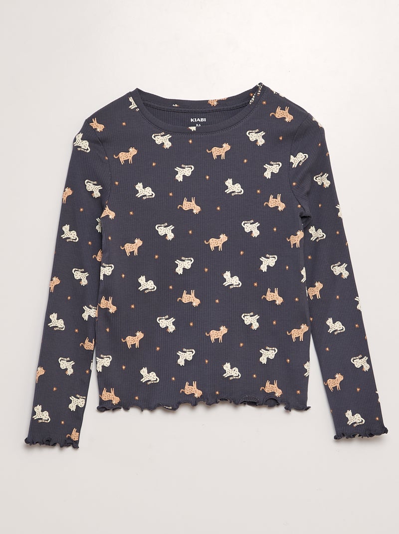 T-shirt nervurada CINZA - Kiabi