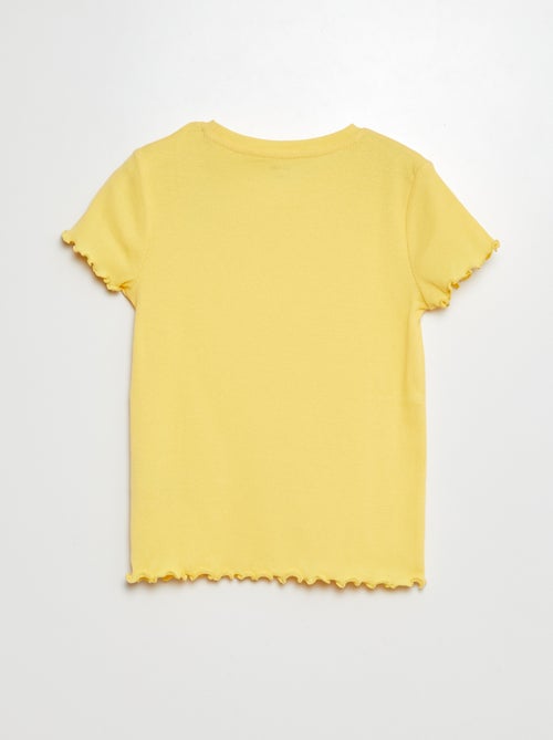 T-shirt nervurada com bordos ondulados - Kiabi