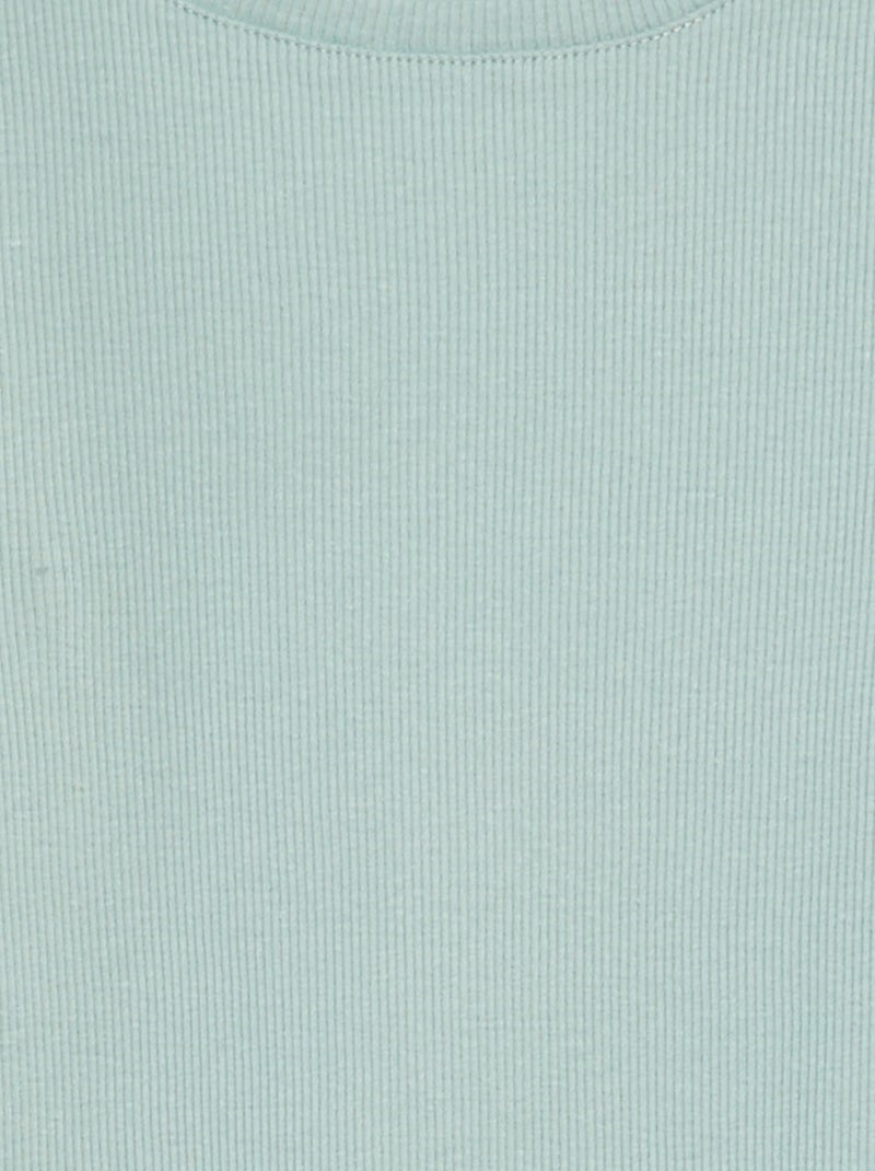 T-shirt nervurada com bordos ondulados VERDE - Kiabi