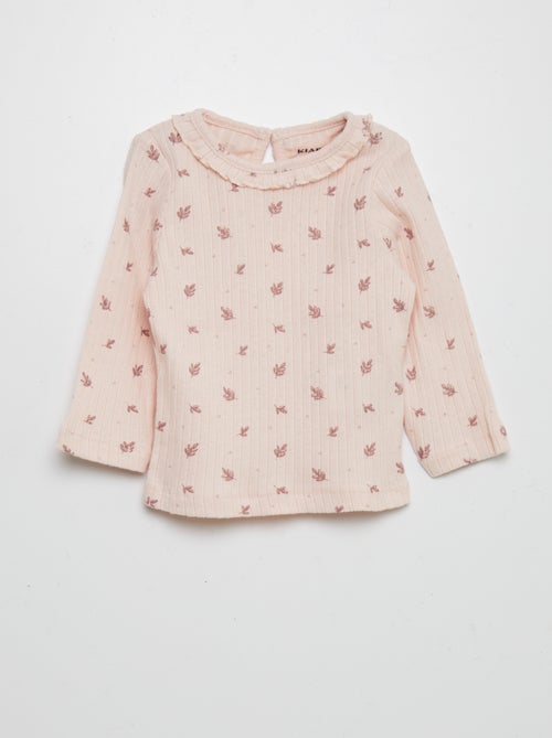 T-shirt nervurada com estampado - Kiabi