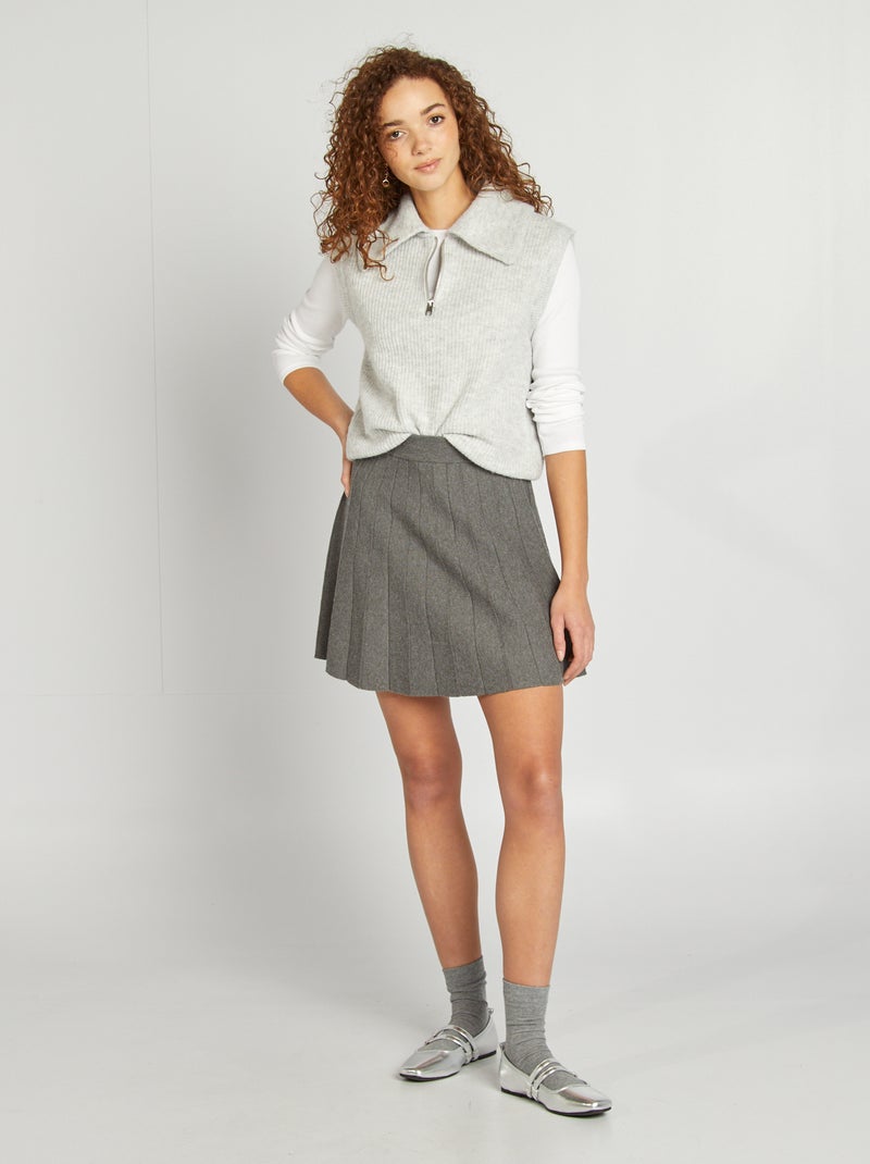 T-shirt nervurada de manga comprida Branco - Kiabi