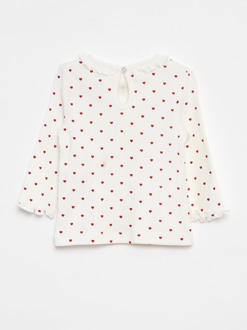 T-shirt nervurada de manga comprida - Kiabi