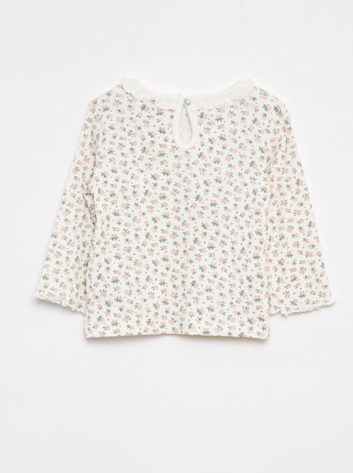 T-shirt nervurada de manga comprida - Kiabi