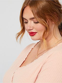 T-shirt nervurada e franzida - Kiabi