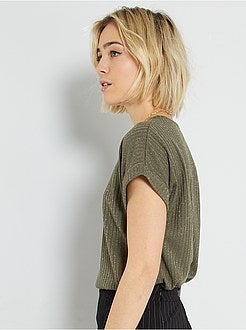 T-shirt nervurada em malha brilhante - Kiabi