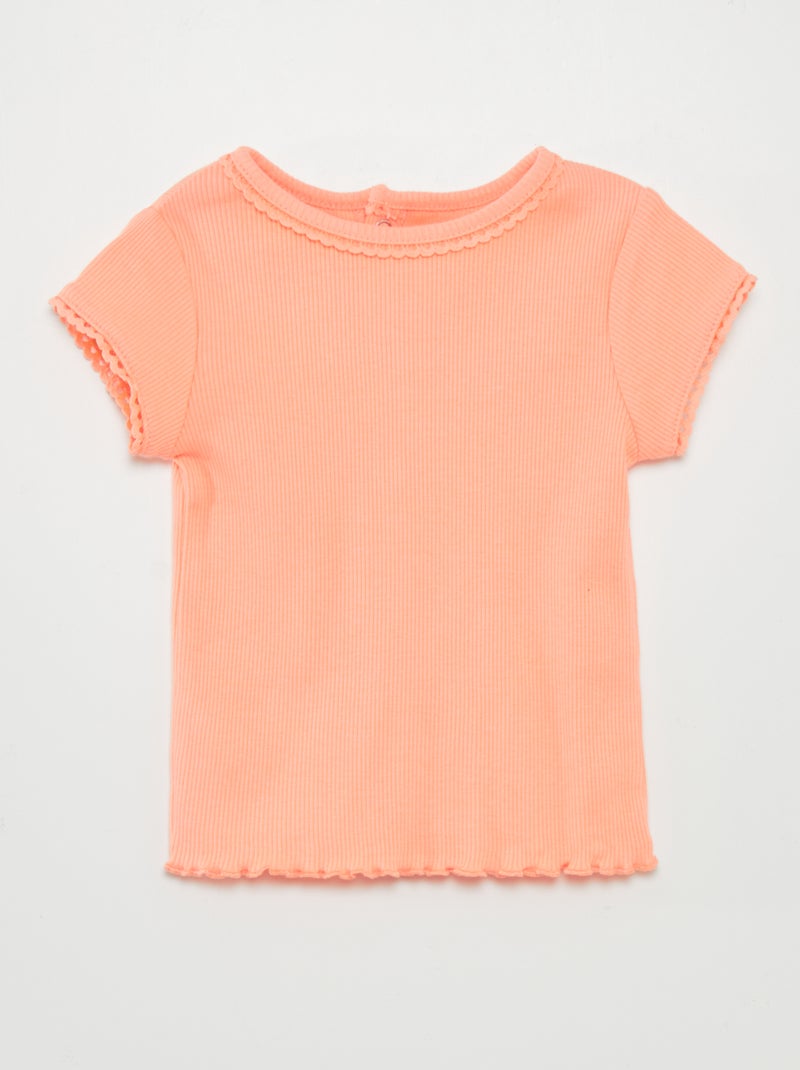 T-shirt nervurada LARANJA - Kiabi