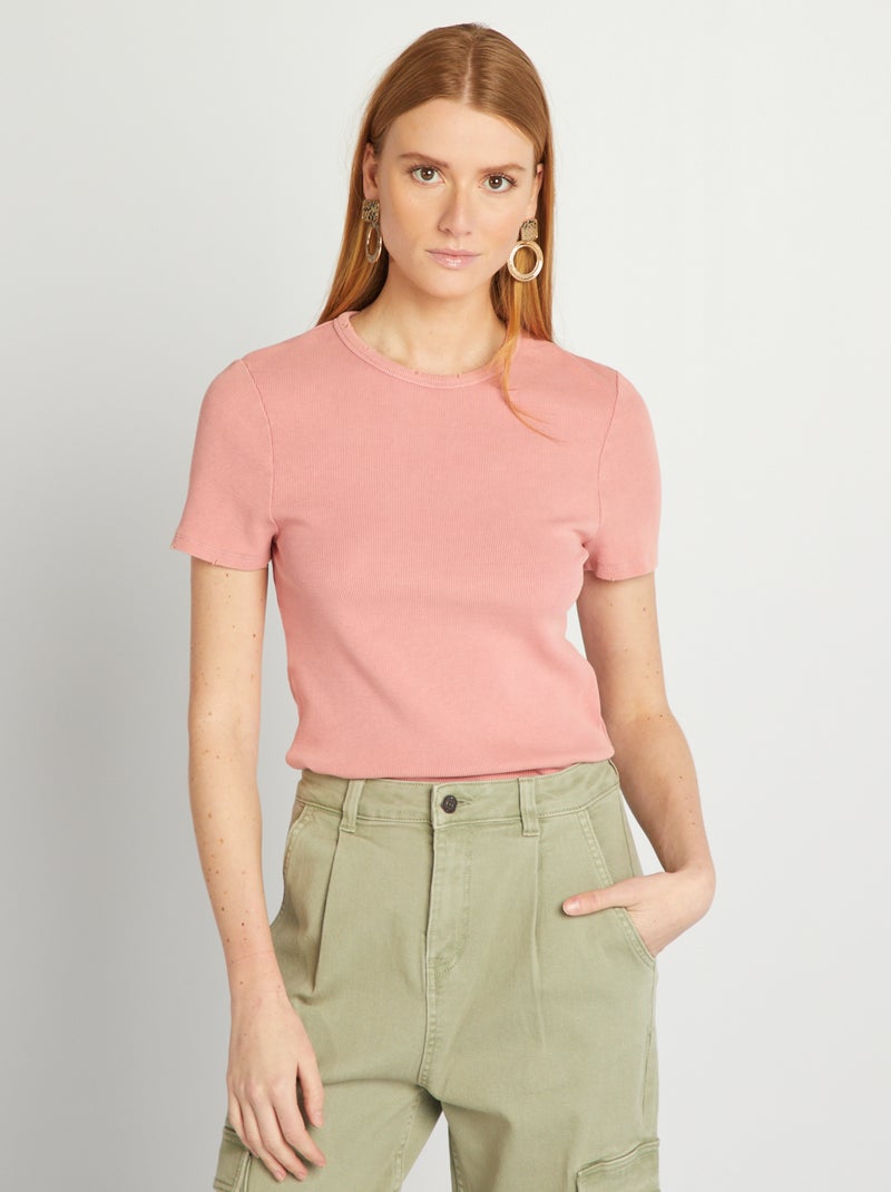 T-shirt nervurada ROSA - Kiabi