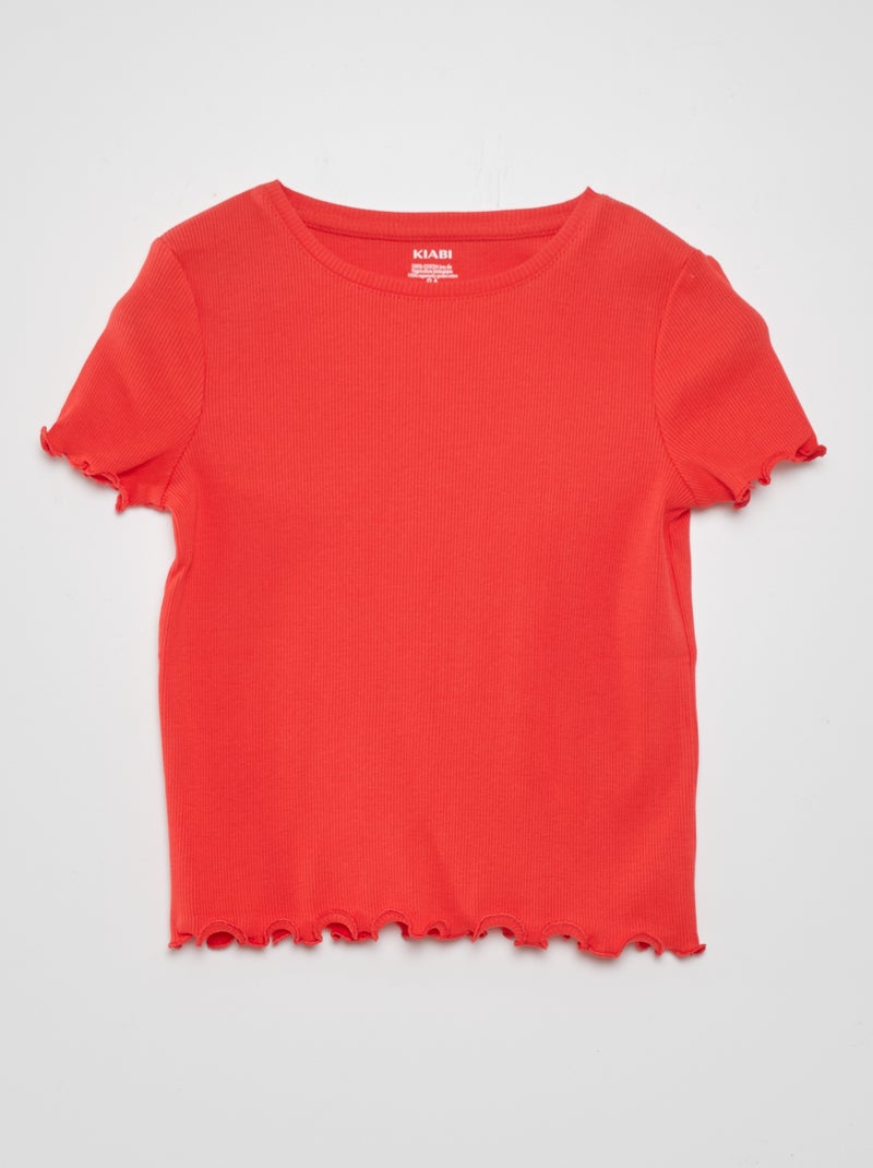 T-shirt nervurada VERMELHO - Kiabi