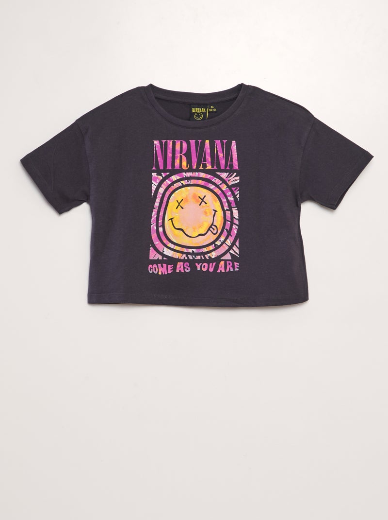 T-shirt 'Nirvana' crop-top PRETO - Kiabi