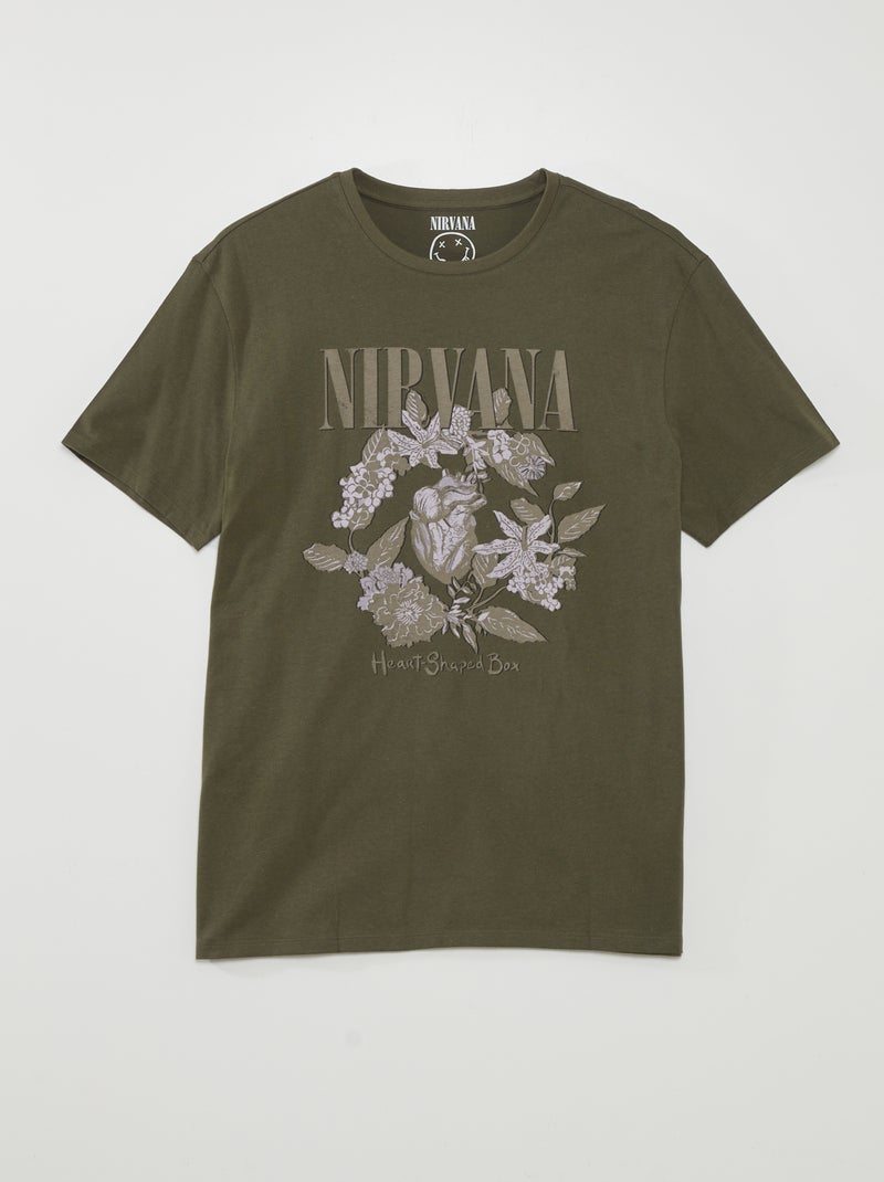 T-shirt 'Nirvana' de gola redonda CAQUI - Kiabi