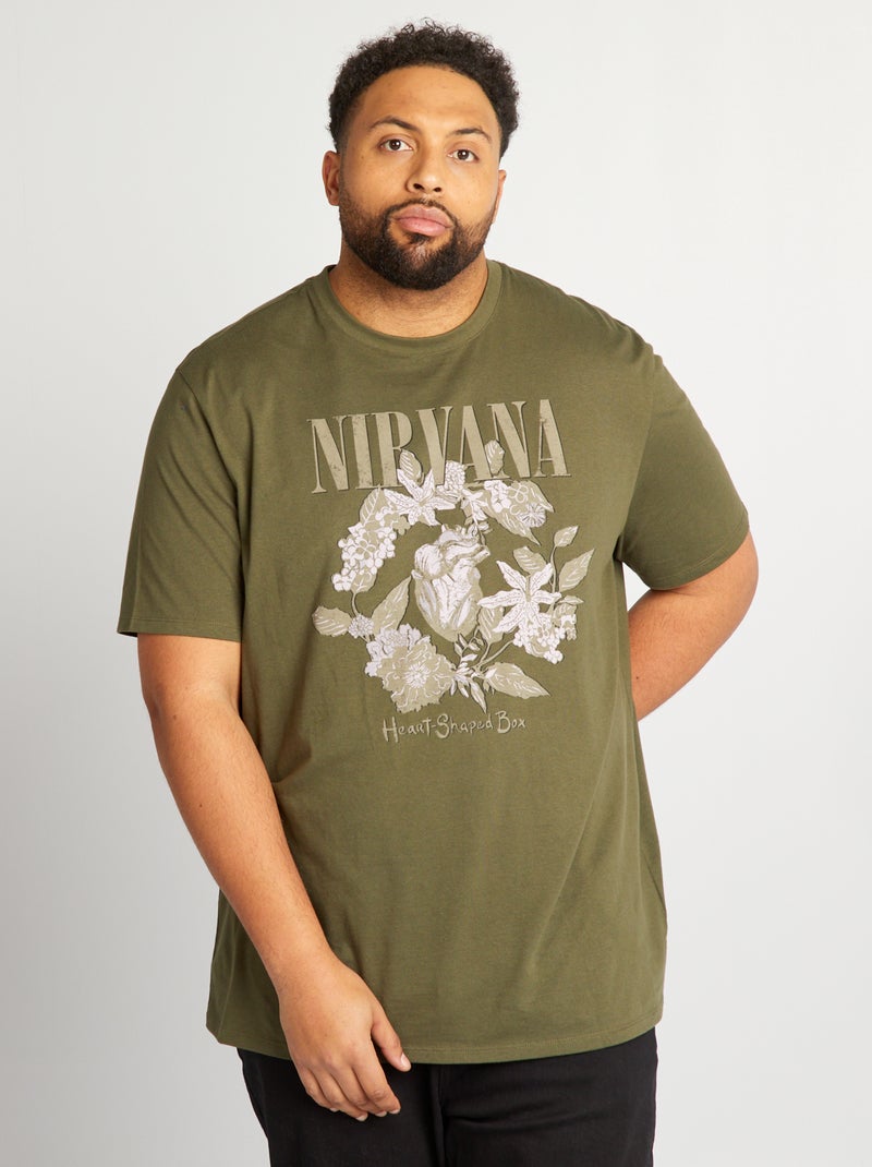 T-shirt 'Nirvana' de gola redonda CAQUI - Kiabi