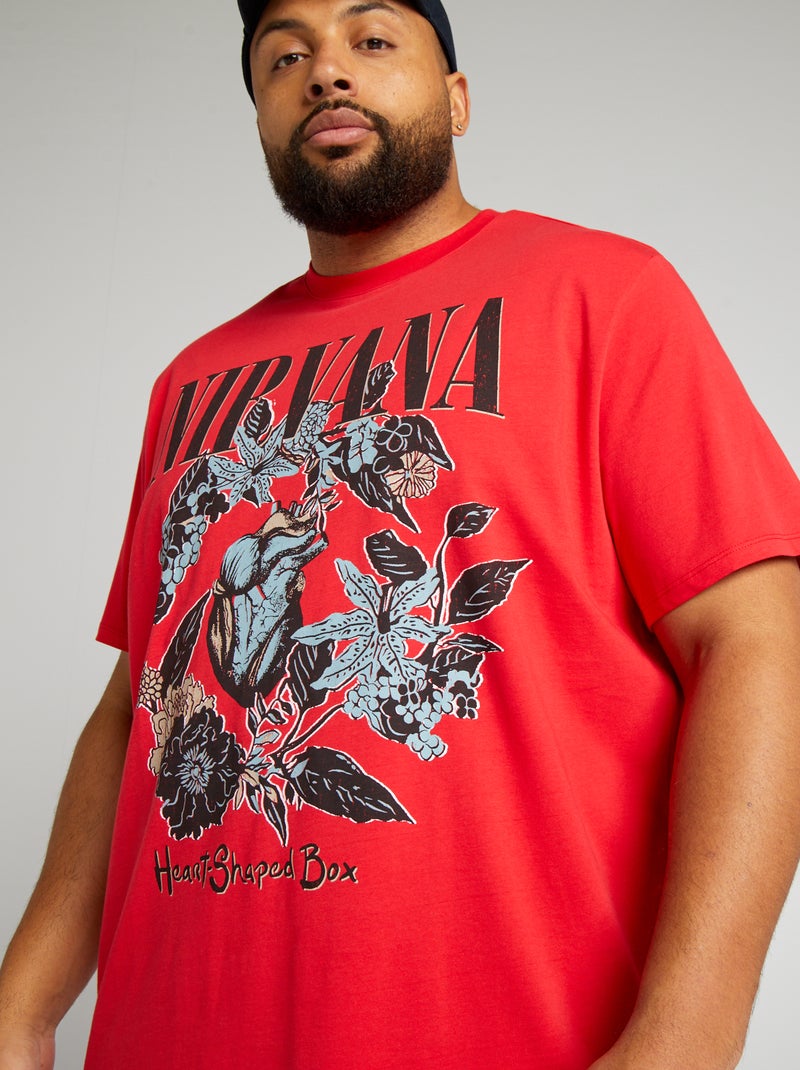 T-shirt 'Nirvana' de gola redonda VERMELHO - Kiabi