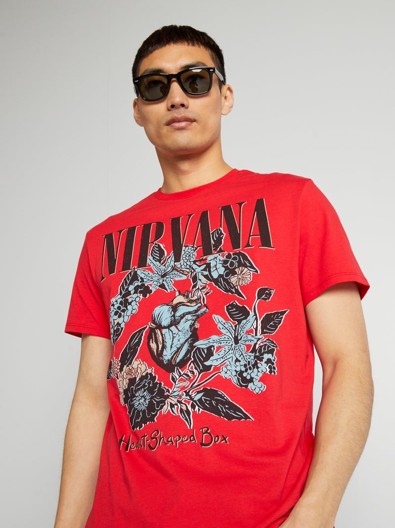T-shirt 'Nirvana' de gola redonda VERMELHO - Kiabi