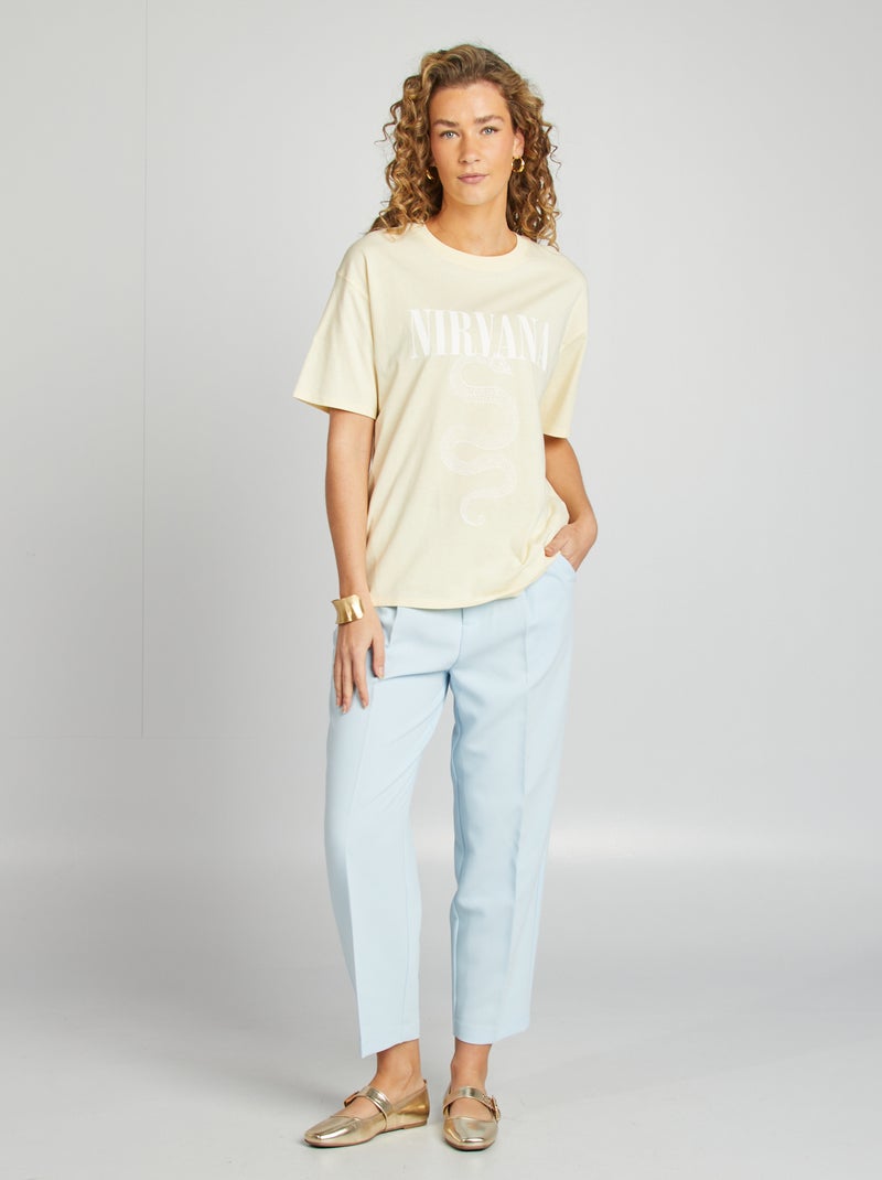 T-shirt 'Nirvana' de manga curta AMARELO - Kiabi