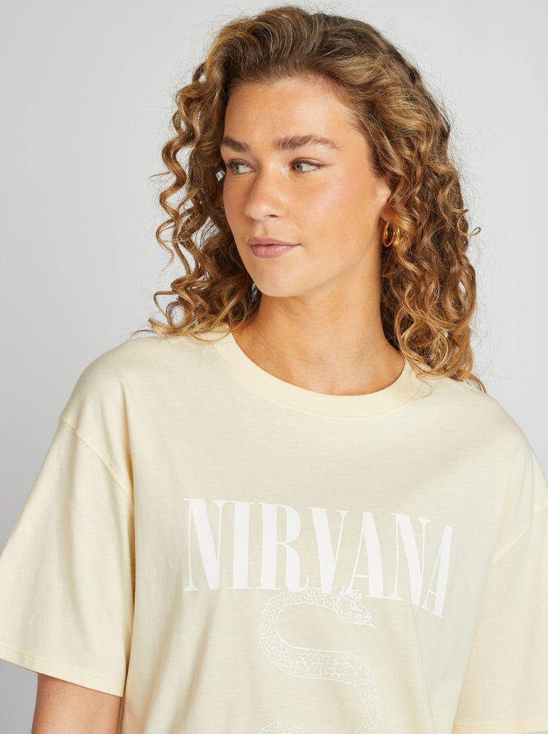 T-shirt 'Nirvana' de manga curta AMARELO - Kiabi