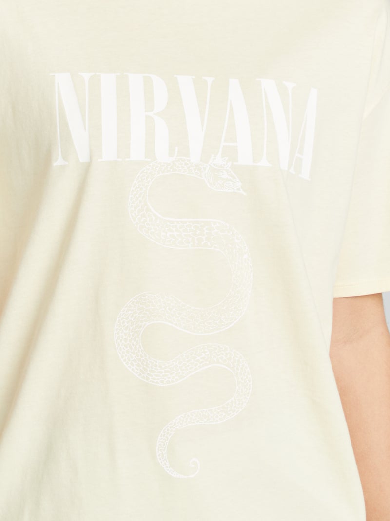 T-shirt 'Nirvana' de manga curta AMARELO - Kiabi