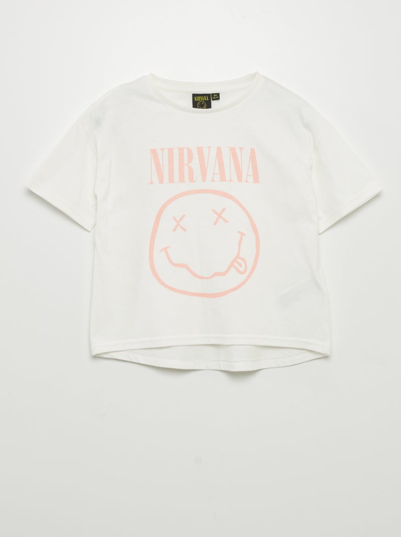 T-shirt 'Nirvana' de manga curta Branco - Kiabi