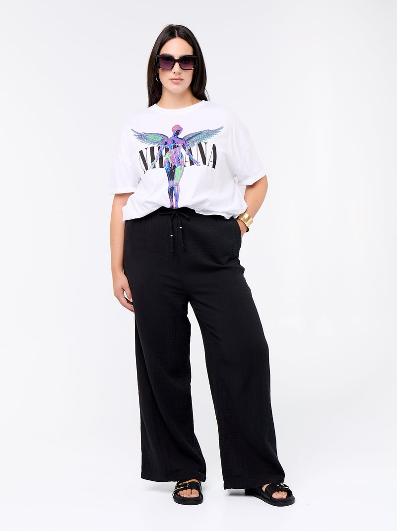 T-shirt 'Nirvana' de manga curta Branco - Kiabi