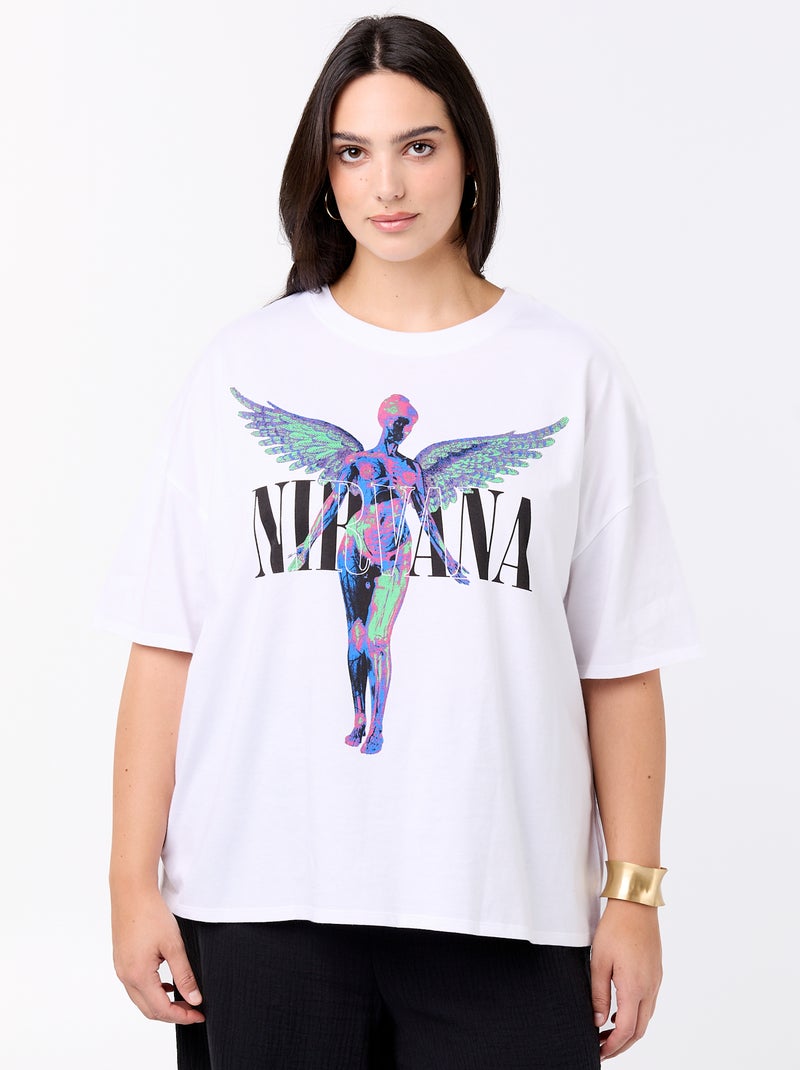 T-shirt 'Nirvana' de manga curta Branco - Kiabi