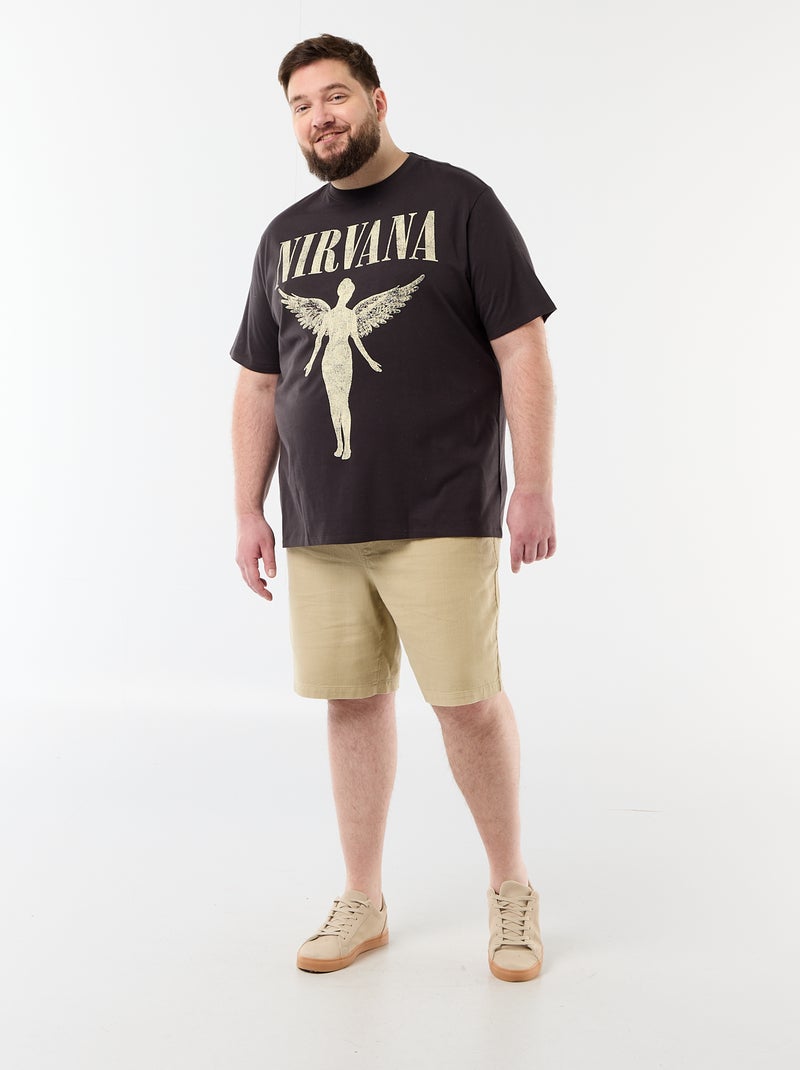 T-shirt 'Nirvana' de manga curta estampada à frente e atrás Preto - Kiabi