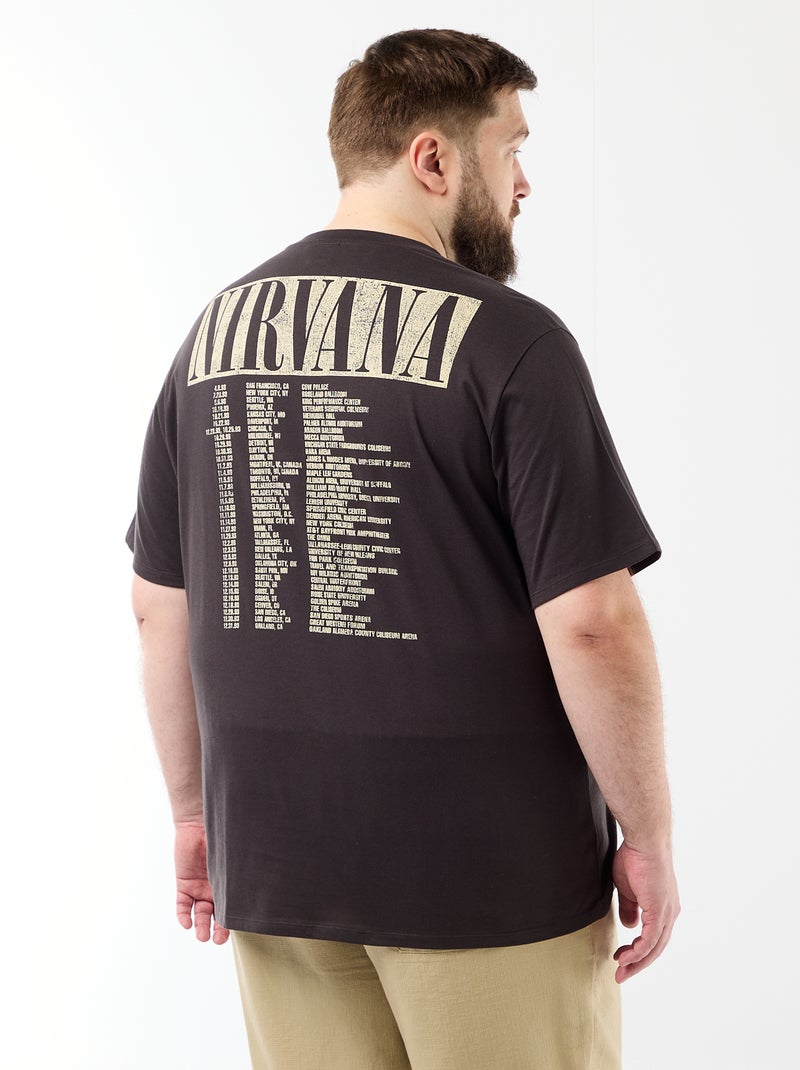 T-shirt 'Nirvana' de manga curta estampada à frente e atrás Preto - Kiabi