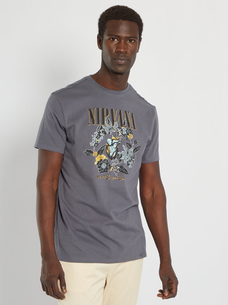 T-shirt 'Nirvana' em jersey CINZA - Kiabi
