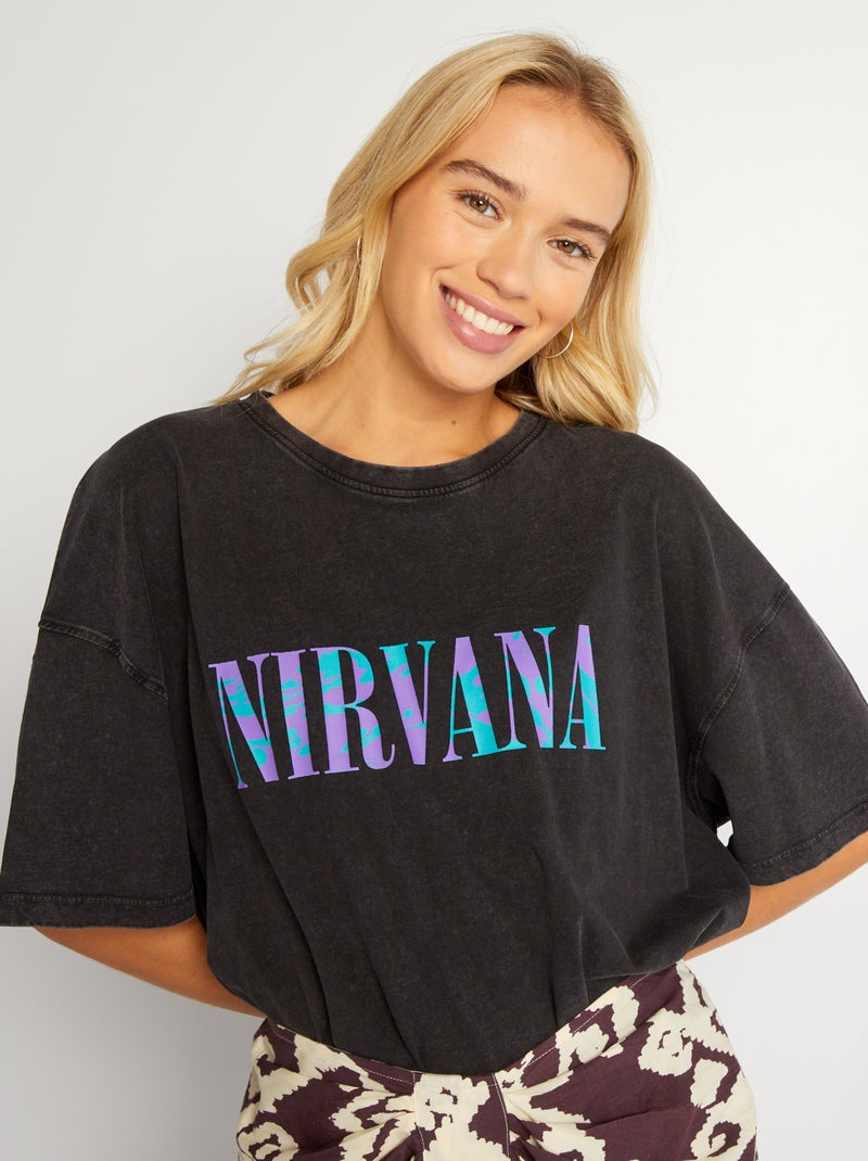 T-shirt 'Nirvana' em jersey Preto - Kiabi