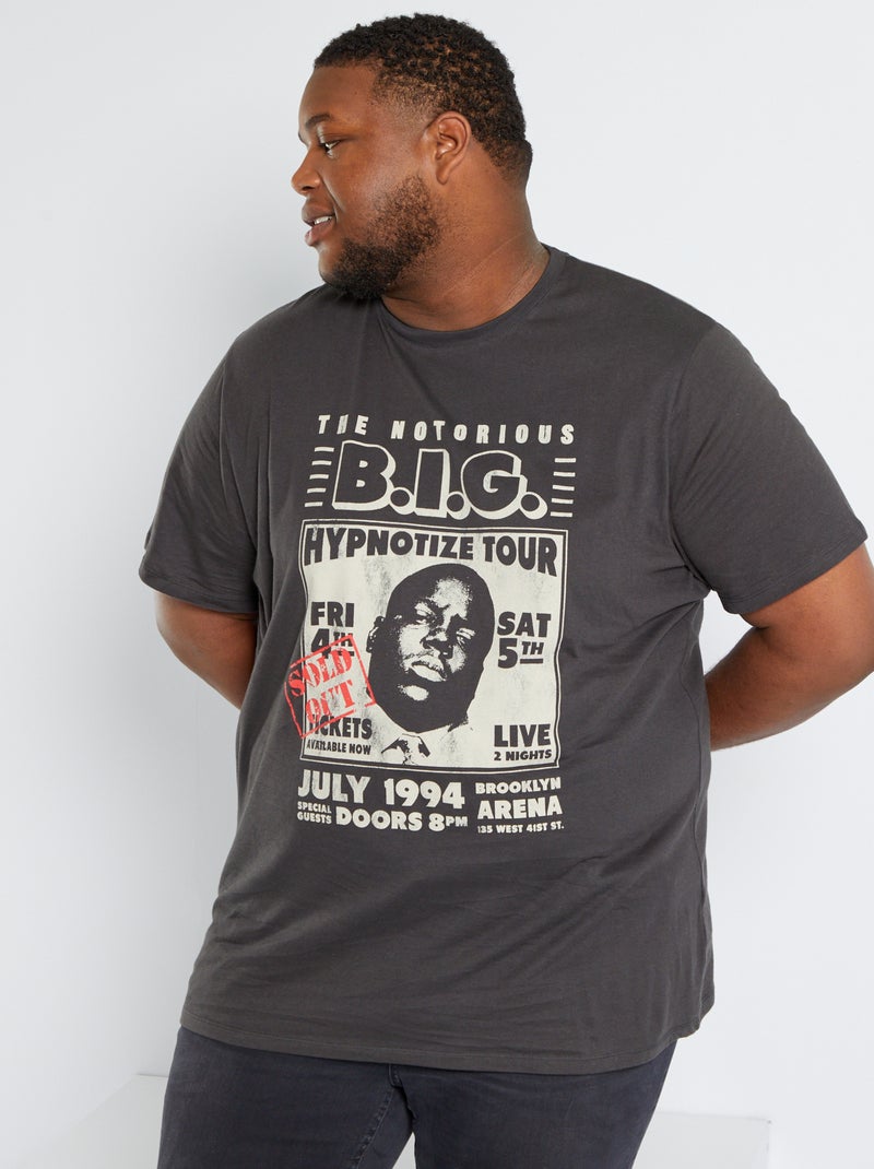 T-shirt 'Notorious BIG' em jersey Cinza Escuro - Kiabi