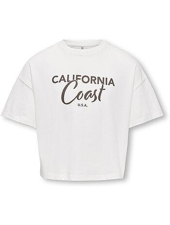 T-shirt olivia para menina kids only branco/castanho