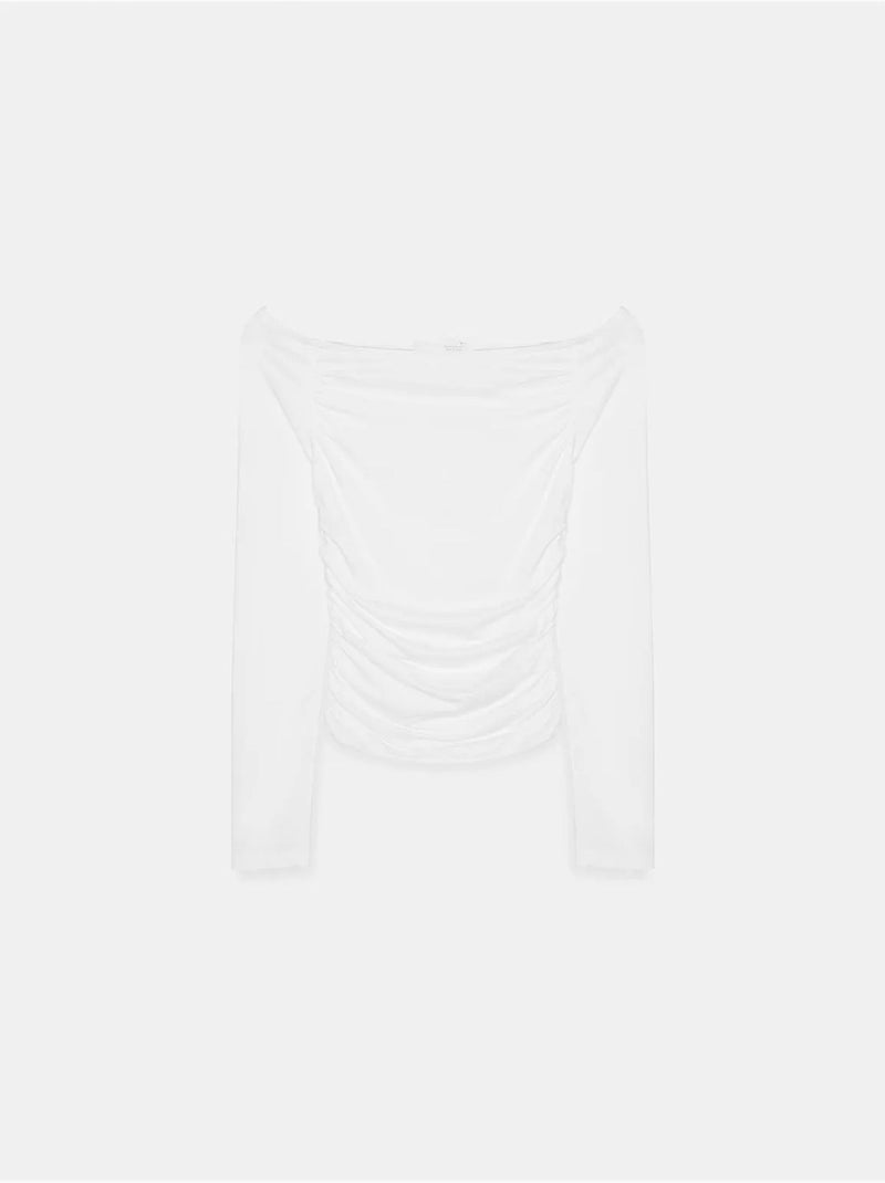 T-shirt ombros descobertos malha manga comprida dilvin Branco - Kiabi