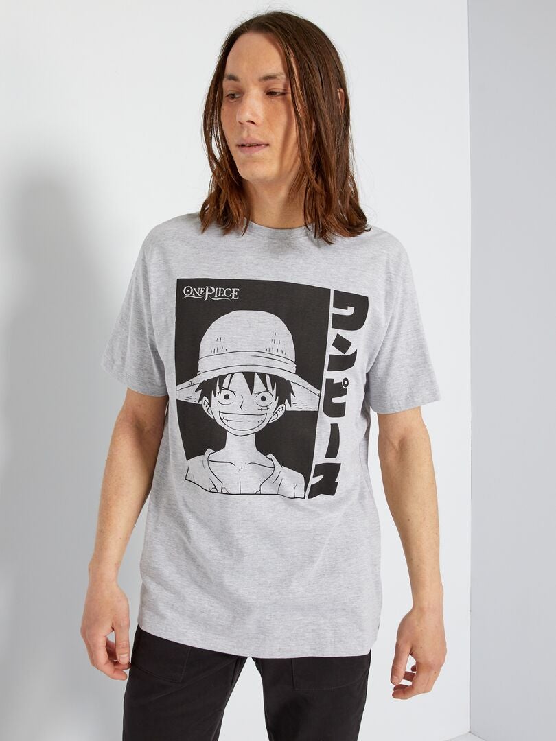 T-SHIRT ONE PIECE © - Branco / Cinzento